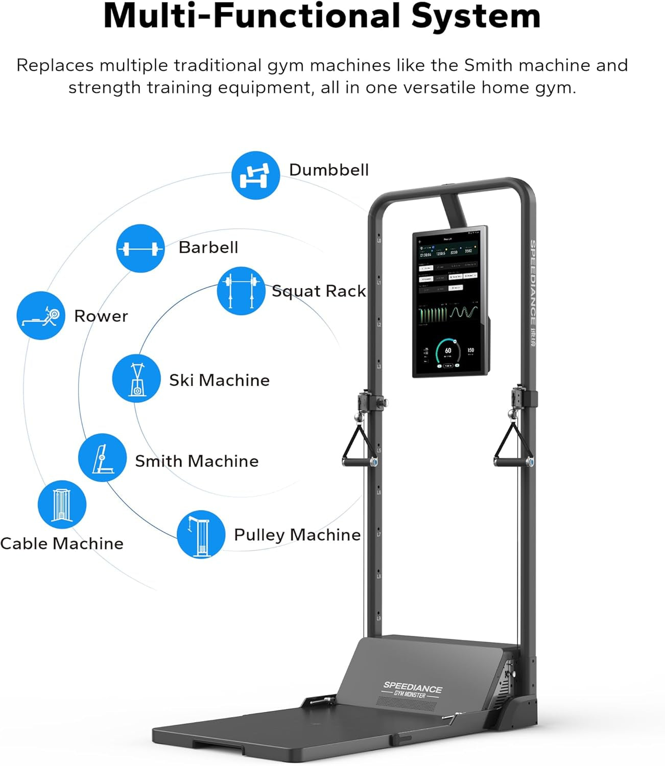 Smart Home Gym System, Gym Monster Multifunctional Smith Machine Home Gym Power Cage, All-In-One Cable Machine for Home Workout, Full Body Strength Training Fitness Exercise Machine