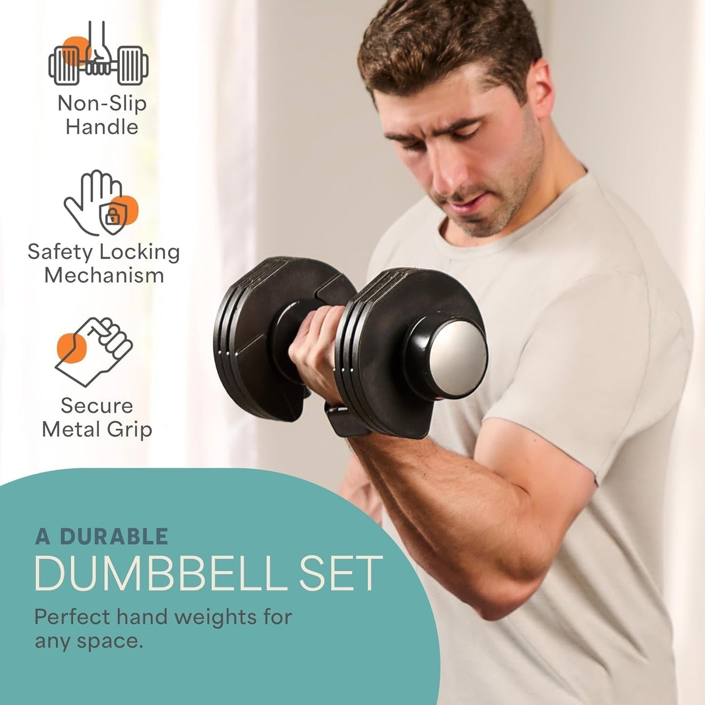 Adjustable Dumbbells Set/Single - 15Lb 43Lb 55Lb 25 Lb Dumbbell Sets with Rack - Quick Adjust, Secure Grip Weights Dumbbells Set - Compact Hand Weights for Women/Men at Home Gym