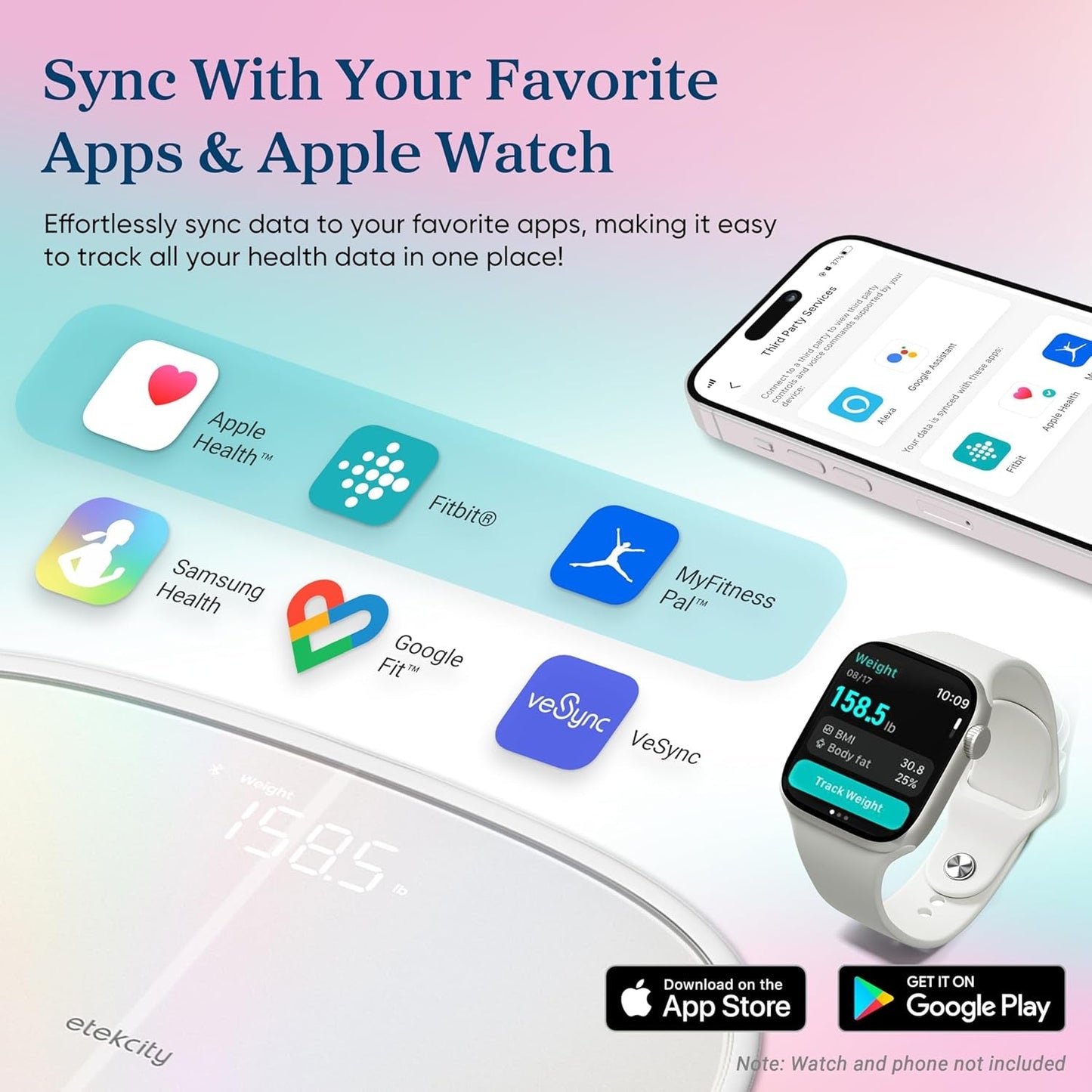 Smart Rechargeable Scale for Body Weight, BMI, Fat, Muscle Mass, FSA HSA Eligible, Digital Bathroom Scale with 13 Metrics, Secret Mode, Bluetooth Connect to Free Apps, Rainbow White