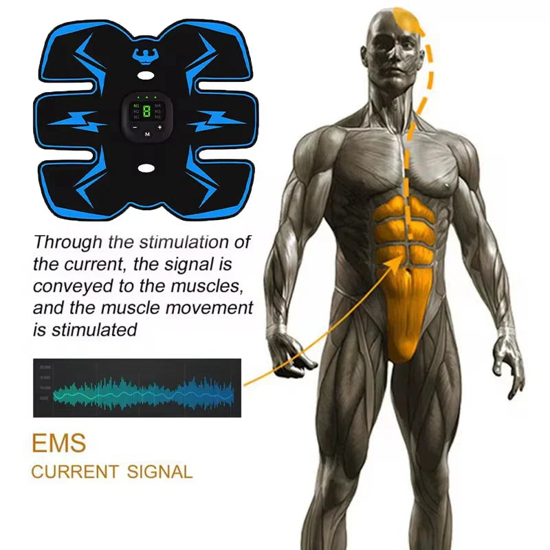 Rechargeable ABS Muscle Stimulator – Wireless Ab Toner with 8 Modes & 29 Intensity Levels
