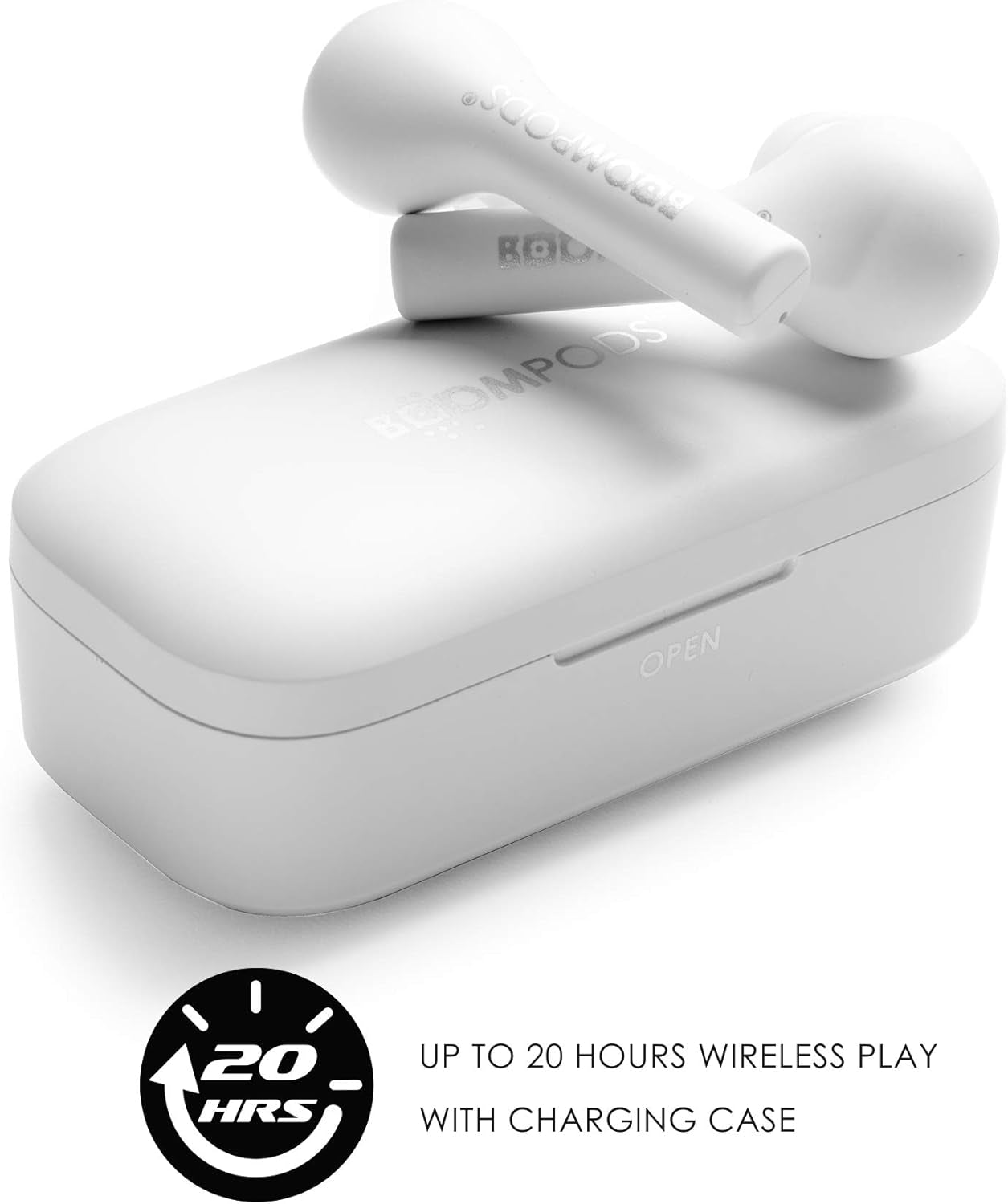 Bassline True Wireless Earbuds - Bluetooth In-Ear Headphones, Water/Sweat Resistant, Compact Travel Charging Case, Instant Connection, TWS (White)