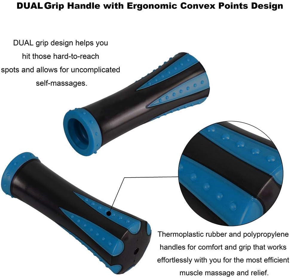 Muscle Roller Stick for Athletes - Body Massage Stick - Release Myofascial Trigger Points Reduce Muscle Soreness Tightness Leg Cramps & Back Pain for Physical Therapy & Recovery (Blue 1)