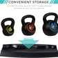 3-Piece Kettlebell Set with Storage Rack, HDPE Coated Exercise Fitness Concrete Weights for Home Gym, Strength Training, HIIT Workout 5Lb, 10Lb, 15Lb
