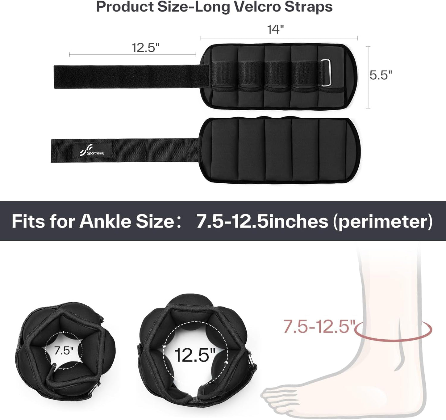 Adjustable Ankle Weights 1 Pair 2 4 6 8 10 Lbs Leg Weight Straps for Women Men, Weighted Ankle Weights Set for Gym,Fitness, Workout,Walking, Jogging,1-5 Lbs Each Ankle, 1 Pair 2-10 Lbs
