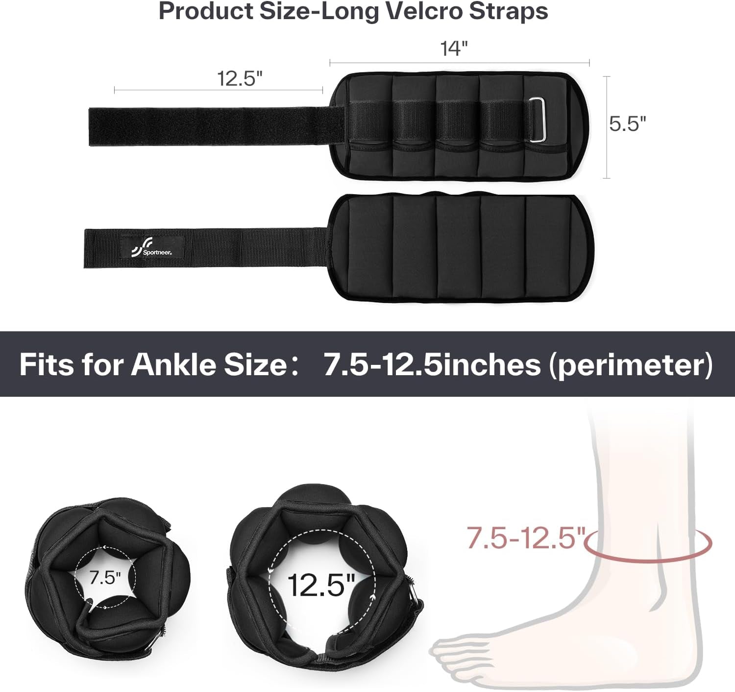 Adjustable Ankle Weights 1 Pair 2 4 6 8 10 Lbs Leg Weight Straps for Women Men, Weighted Ankle Weights Set for Gym,Fitness, Workout,Walking, Jogging,1-5 Lbs Each Ankle, 1 Pair 2-10 Lbs