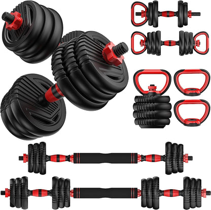 Adjustable Dumbbells, 10/25/35/55/70/90Lbs Free Weight Set with Connector, 4 In1 Dumbbells Set Used as Barbell, Kettlebells, Push up Stand, Fitness Exercises for Home Gym Suitable Men/Women