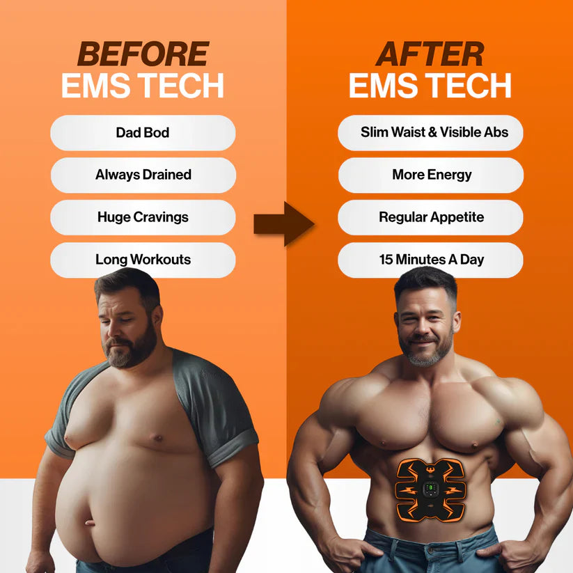 Rechargeable ABS Muscle Stimulator – Wireless Ab Toner with 8 Modes & 29 Intensity Levels