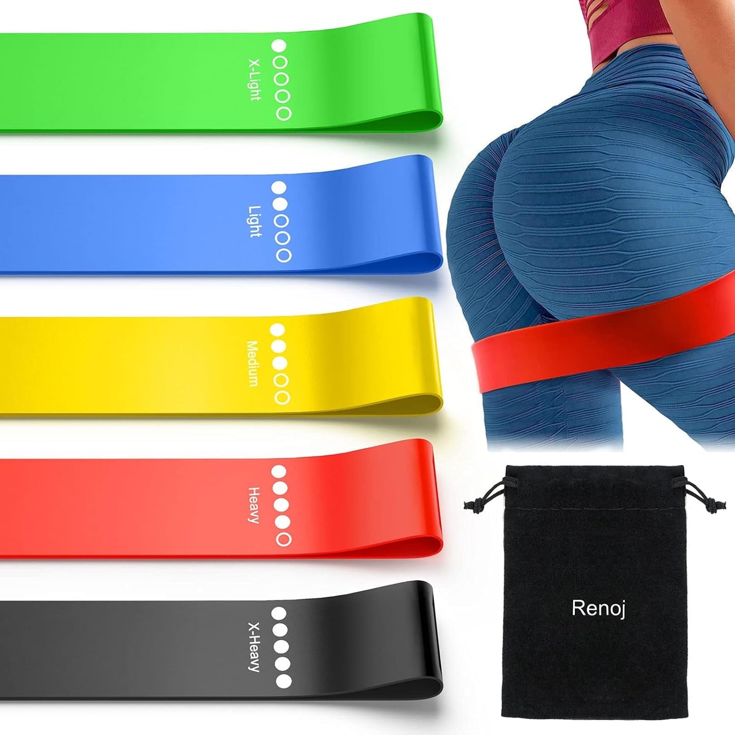 Resistance Bands for Working Out, Elastic Exercice Loop Bands for Physical Therapy, Yoga Starter Set of Stretch Bands for Booty Legs, Pilates Flexbands