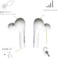 Bassline True Wireless Earbuds - Bluetooth In-Ear Headphones, Water/Sweat Resistant, Compact Travel Charging Case, Instant Connection, TWS (White)
