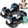 Adjustable Dumbbells Set/Single - 15Lb 43Lb 55Lb 25 Lb Dumbbell Sets with Rack - Quick Adjust, Secure Grip Weights Dumbbells Set - Compact Hand Weights for Women/Men at Home Gym