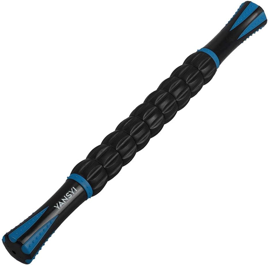 Muscle Roller Stick for Athletes - Body Massage Stick - Release Myofascial Trigger Points Reduce Muscle Soreness Tightness Leg Cramps & Back Pain for Physical Therapy & Recovery (Blue 1)