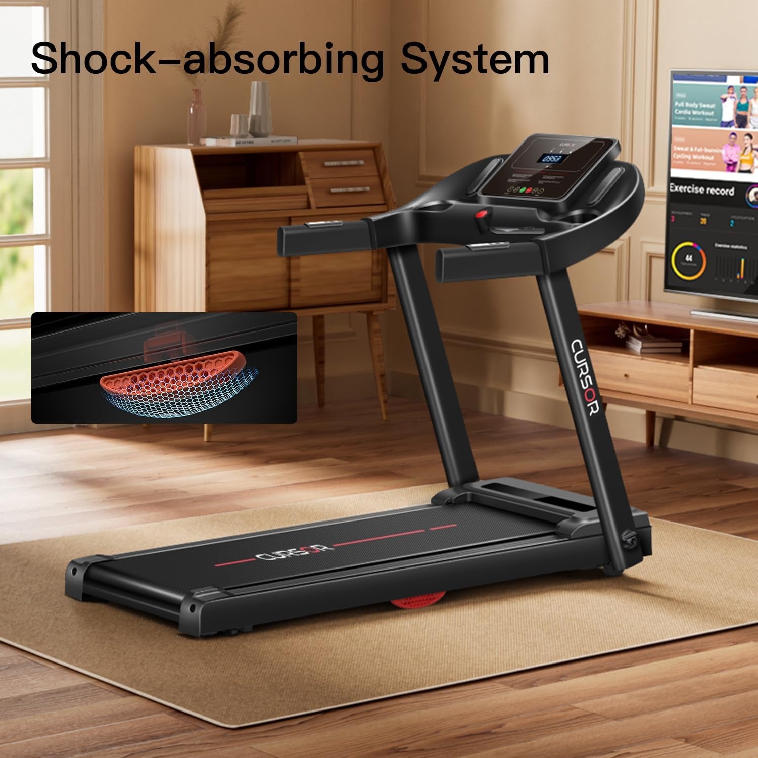 Home Folding Treadmill with Pulse Sensor, 2.5 HP Quiet Brushless, 7.5 MPH, 265 LBS Capacity