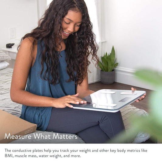 Smart Digital Bathroom Scale, Measures Body Weight, BMI, Body Fat, Muscle Mass, and Water Percentage, 400 Lbs Capacity, Ash Grey